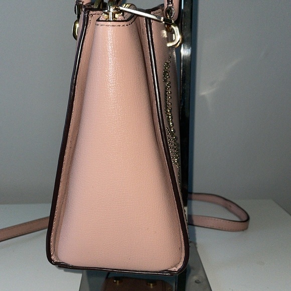 Michael Kors ELLIS Dusty Pink W/Gold stud design Satchel Handbag Convertible - Picture 4 of 11